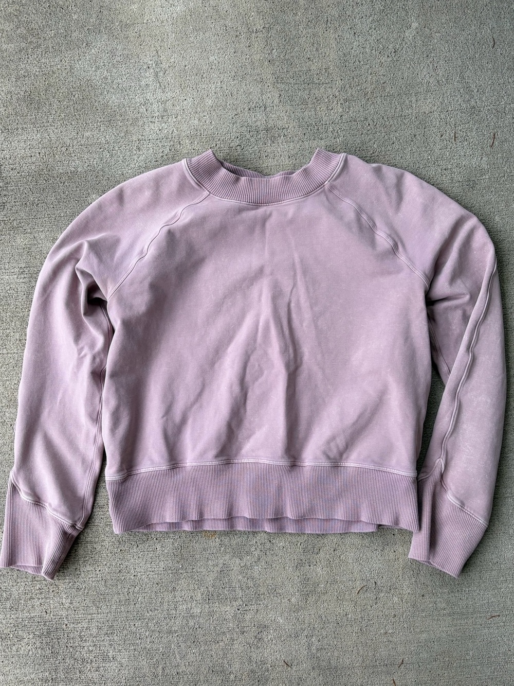 Lululemon ready to roll crewneck sweatshirt washed mauve rib hem fleece shirt